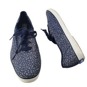 KEDS Champion Seltzer Dot Fashion Sneaker Womens SZ 9 Navy Blue Lace Nautical‎